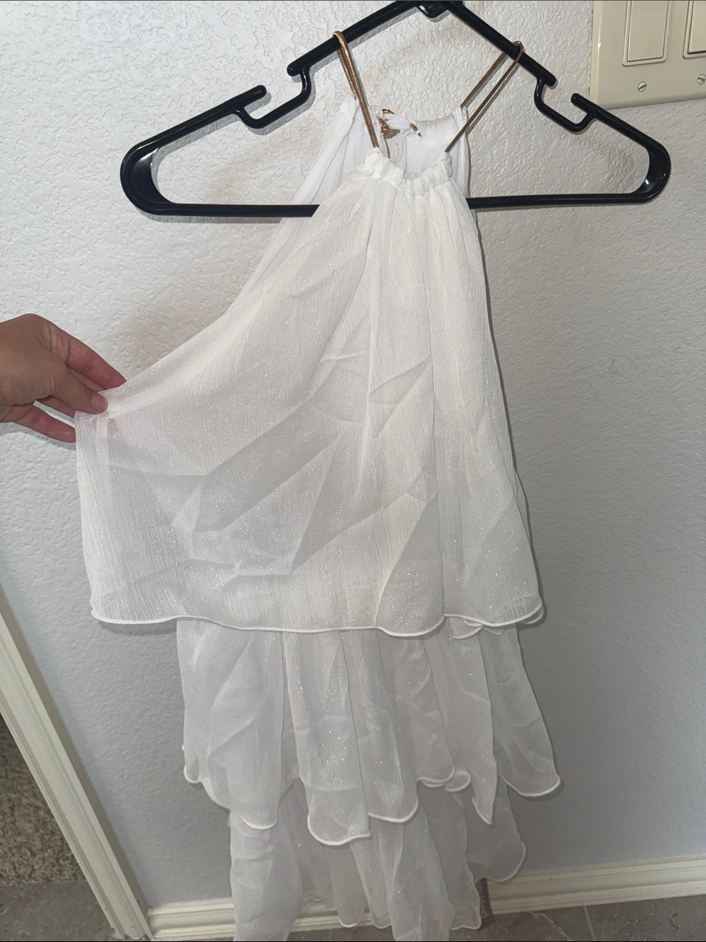 Missguided + White Layered Chiffon Girls Formal Dress